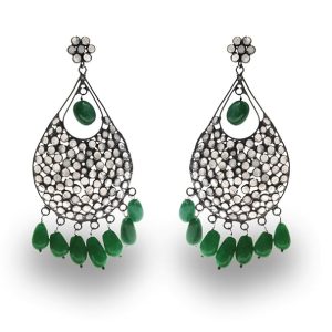 Traditional Designer Green Drop Stone Earrings Jewelry ER 1056