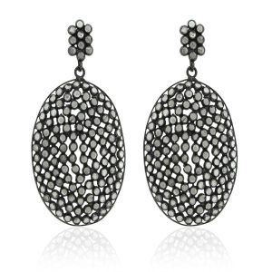 Victorian Style Big Silver Plated CZ Stone Earring Jewelry ER-1038