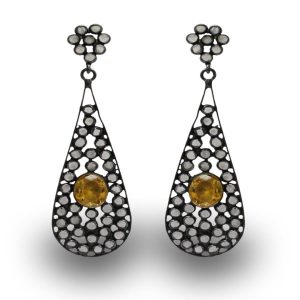 Traditional Designer Fashion Orange Stone Big Earring ER-1080