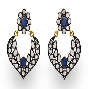 Stunning Black Silver Plated Heart Shape Earring ER-1096