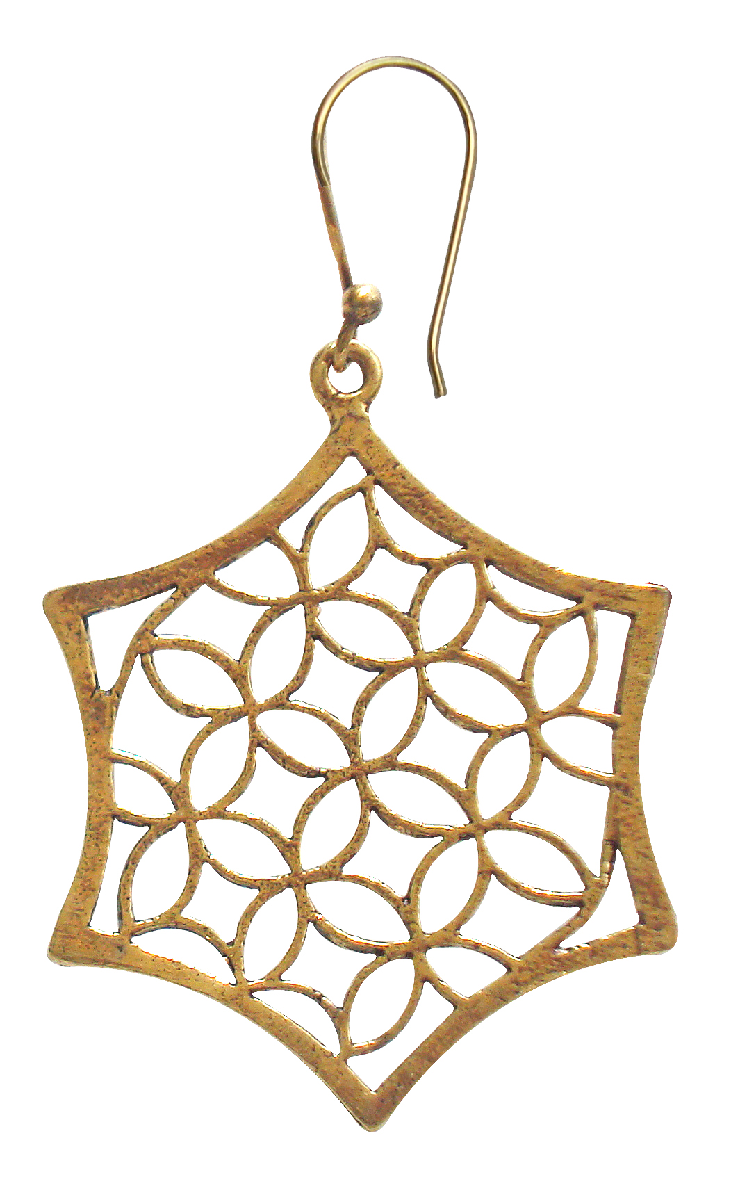 Star Shape Filigree Plain Gold Plated Dangle Earrings for Women - Image 3